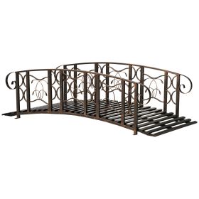 6' Metal Arch Backyard Garden Bridge with 660 lbs. Weight Capacity, Safety Siderails, Vine Motifs, Easy Assembly for Backyard Creek, Stream, Pond, Br