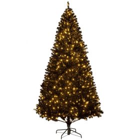 7.5 FT Tall PreLit Artificial Christmas Tree with Realistic Branches, 500 Warm White LED Lights and 1346 Tips, Black