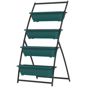 4-Tier Vertical Raised Garden Planter with 4 Boxes, Outdoor Plant Stand Grow Container for Vegetable & Flowers, Green