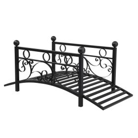 Metal Garden Bridge For Outdoor, Elegant Decorative Bridge With Powder-Coated Finish And Security Guardrail For Patio Pond Backyard Landscaping Modern