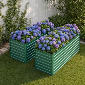 2-Pack 93.7inx31.5inx32.3in Raised Garden Bed, 32in Ergonomic No-Bend Metal Planter Box, Open Base For Drainage & Aeration, 8 Reinforcing Rods, Rustpr