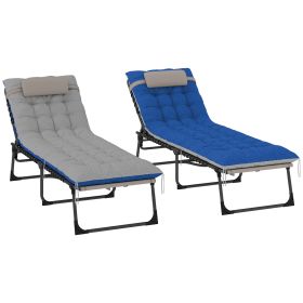 Set Of 2 Outdoor Chaise Lounge Chairs – Folding Recliners With Cushions