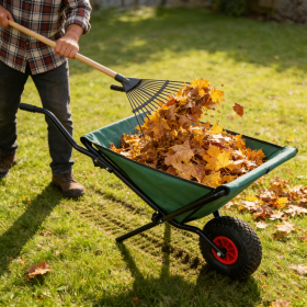 Collapsible Wheelbarrow 176 Lbs Folding Yard Garden Wheelbarrow Foldable Lightweight Gardening Heavy Duty Oxford Cloth Green Lawn Cart For Grass, Leaf