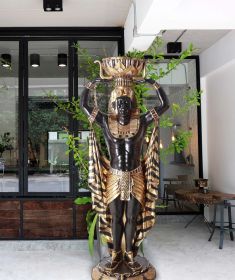 Historical Egyptian Male Statue - Unique Plant Display