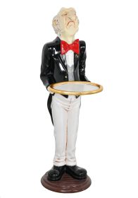 37 Inch Tall Butler Statue With Serving Tray - Uppity Connoisseur Design