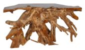Solid Teak Root Console Table - Natural Free-Form Live Edge