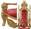 French Provincial Style King Chair – Gold Leaf & Burgundy Velvet