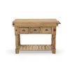 Farmhouse Rolling Console Table With Storage