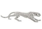 Large Standing Silver Leopard Statue - 31" Long Wildlife Figurine Decor