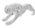 Large Standing Silver Leopard Statue - 31" Long Wildlife Figurine Decor