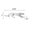 Large Standing Silver Leopard Statue - 31" Long Wildlife Figurine Decor