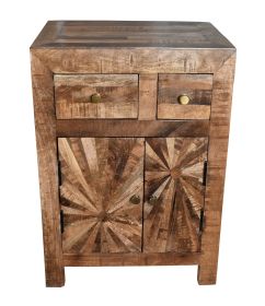 Cayley Side Table Cabinet | Accent End Table With Fluted Door Storage