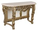 Modern Platine Metal Console Table With Natural Cream Marble Stone