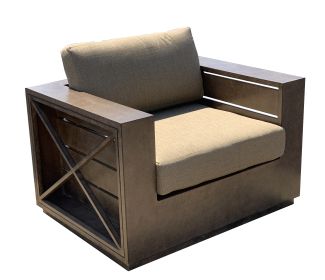 Modern Rustic Club Chair | Wood Frame Lounge Accent Seat