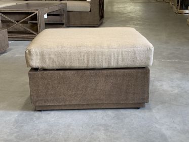 Modern Rustic Wood Ottoman – Decorative Padded Footstool