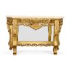 Gold Petticoat Console Table – Cream Marble Finish