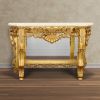 Gold Petticoat Console Table – Cream Marble Finish