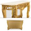Gold Petticoat Console Table – Cream Marble Finish