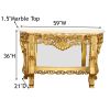 Gold Petticoat Console Table – Cream Marble Finish
