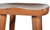 Solid Wood Counter Stool - Contoured Suar Wood Seat - Natural Brown