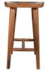 Solid Wood Counter Stool - Contoured Suar Wood Seat - Natural Brown