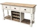 Farmhouse Console Table With Wine Rack Storage, White & Natural Wood