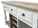 Farmhouse Console Table With Wine Rack Storage, White & Natural Wood