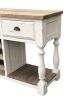 Farmhouse Console Table With Wine Rack Storage, White & Natural Wood