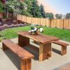 Solid Suar Wood Dining Set – 3pc Table & Bench Kit