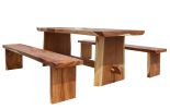 Solid Suar Wood Dining Set – 3pc Table & Bench Kit