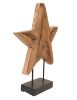 Handcrafted Teak Wood 5-Point Star Sculpture On Metal Stand