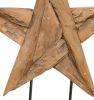 Handcrafted Teak Wood 5-Point Star Sculpture On Metal Stand
