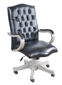 Ergonomic Mystic Gray Leather Executive Office Chair