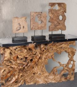 Natural Teak Wood Riser Stands Set of 3 | Home Decor Accent