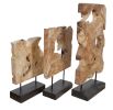 Natural Teak Wood Riser Stands Set of 3 | Home Decor Accent
