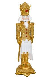 24.5-Inch Nutcracker Soldier Figurine | Elegant Gold Coat Christmas Decor