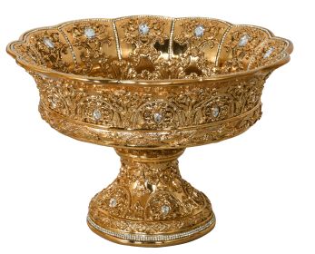 Large Opulent Gold Pedestal Bowl - Decorative Centerpiece Display