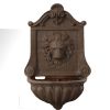 Lion Head Outdoor Wall Fountain, Terra Cotta Resin Hanging Decor