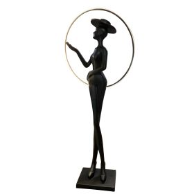 Western Woman Silhouette Statue | Rustic Cowgirl Figurine Decor