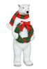 Christmas Polar Bear Figurine With Holiday Wreath