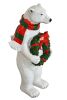Christmas Polar Bear Figurine With Holiday Wreath