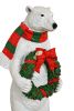 Christmas Polar Bear Figurine With Holiday Wreath