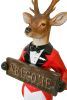 Outdoor Deer Statue With Welcome Sign - Garden Ornament