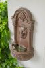 Outdoor Terra Cotta Lion Head Wall Mount Water Fountain