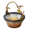 Amber Blossom Glass Basket with Sculpted Floral Handle