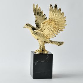 Majestic Gold Hawk Sculpture on Base