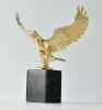 Majestic Gold Hawk Sculpture on Base