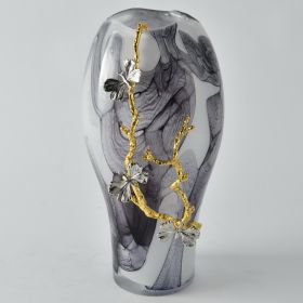 Silver Monarch Marble Bloom Vase