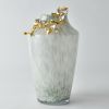 Grande Pearl Blossom Vase with Gold Floral Branch