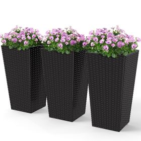 24" Tall Tapered Garden Planters – 3-Piece Set For Indoor/Outdoor Decor
